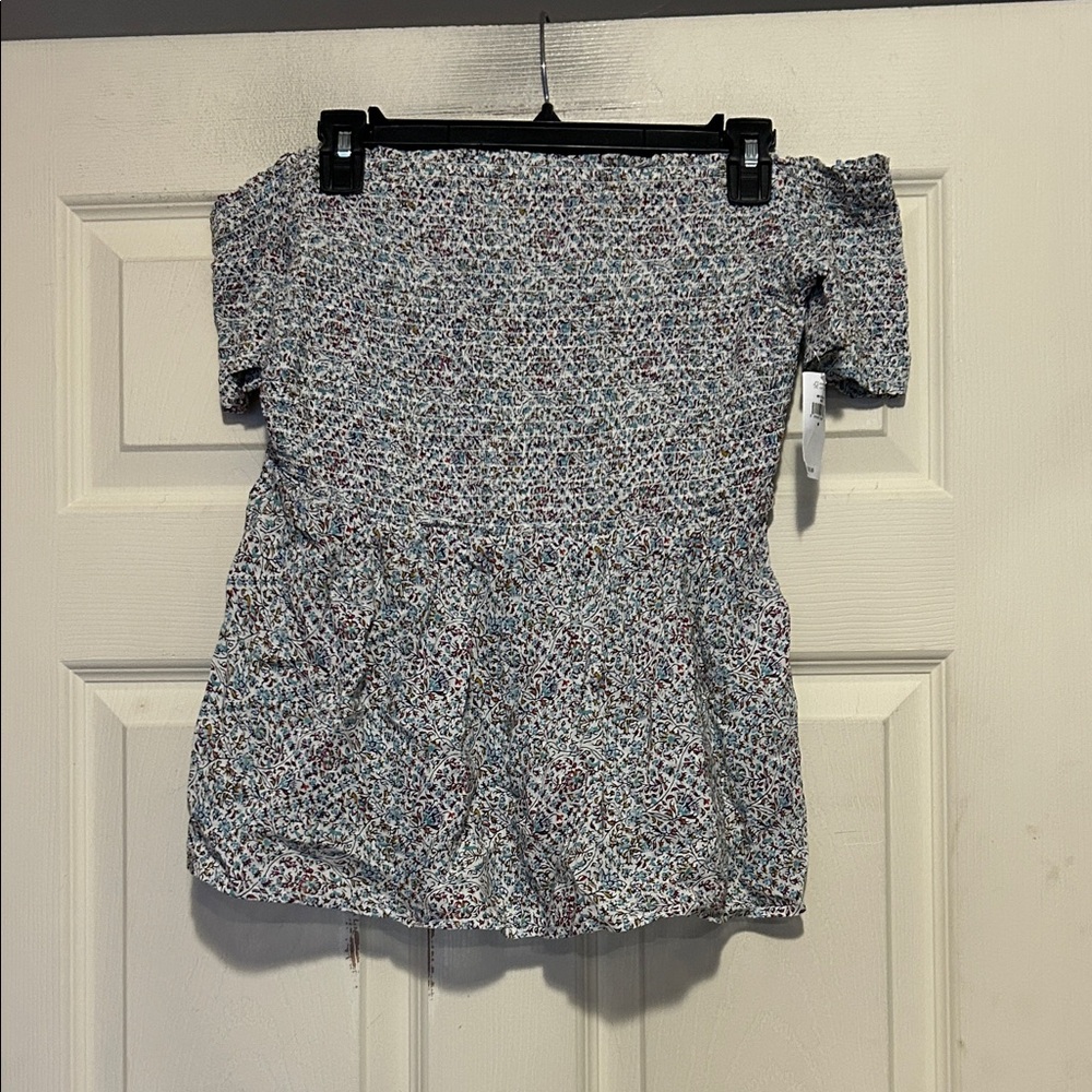 Old Navy Smocked Blue Floral Off The Shoulder Top Size Medium